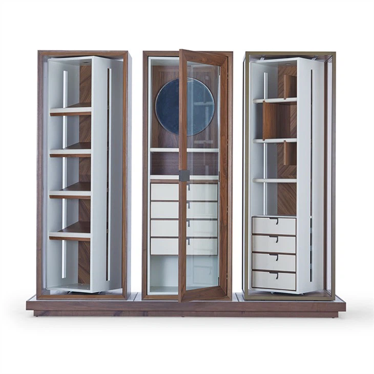 Modern Glass Door Swivel Cabinet